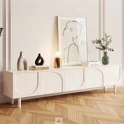 Soporte de Tv blanco minimalista, almacenamiento elegante, mueble de Tv con pantalla única, diseño de lujo, muebles modernos para salón de televisión