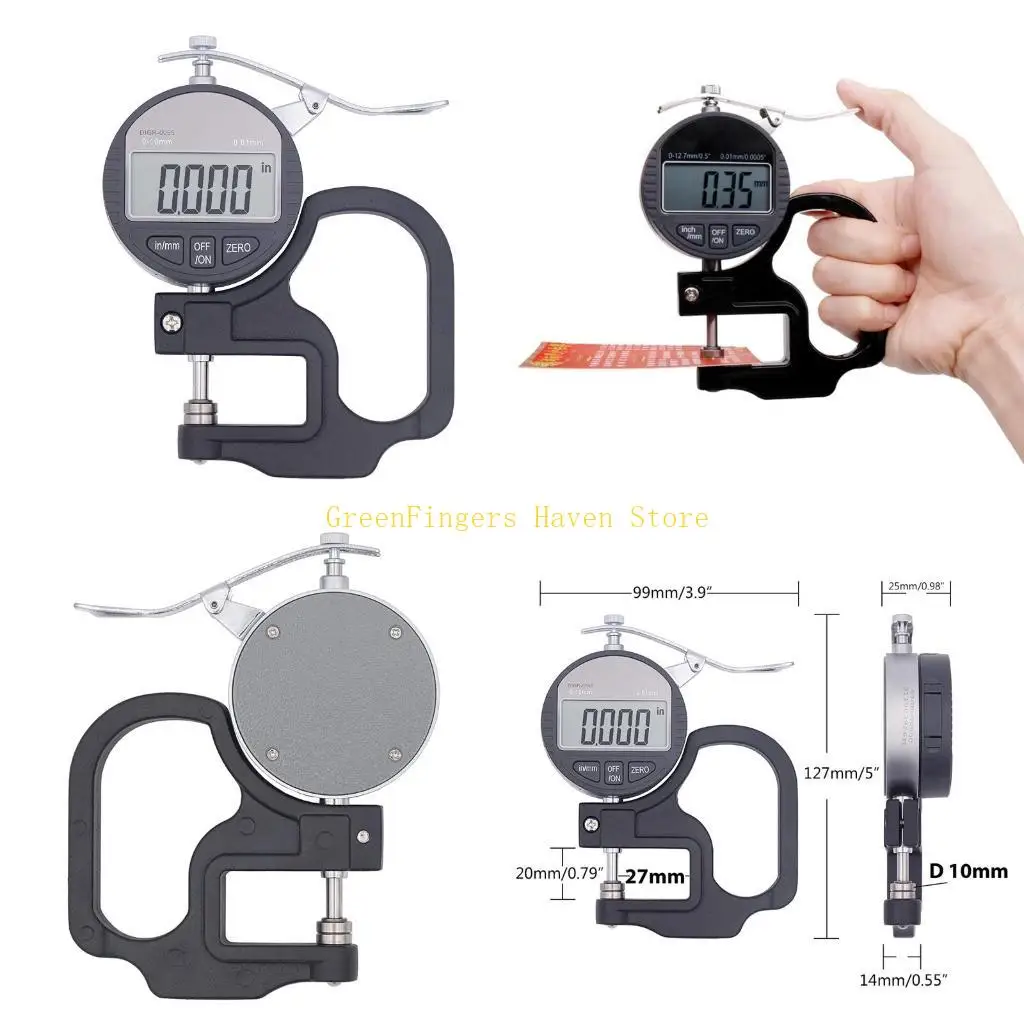 

F68D Digital Thickness Gauge for Paper Leather Cloth Wire Measuring Tool 0-10mm 0.001mm LCD Display