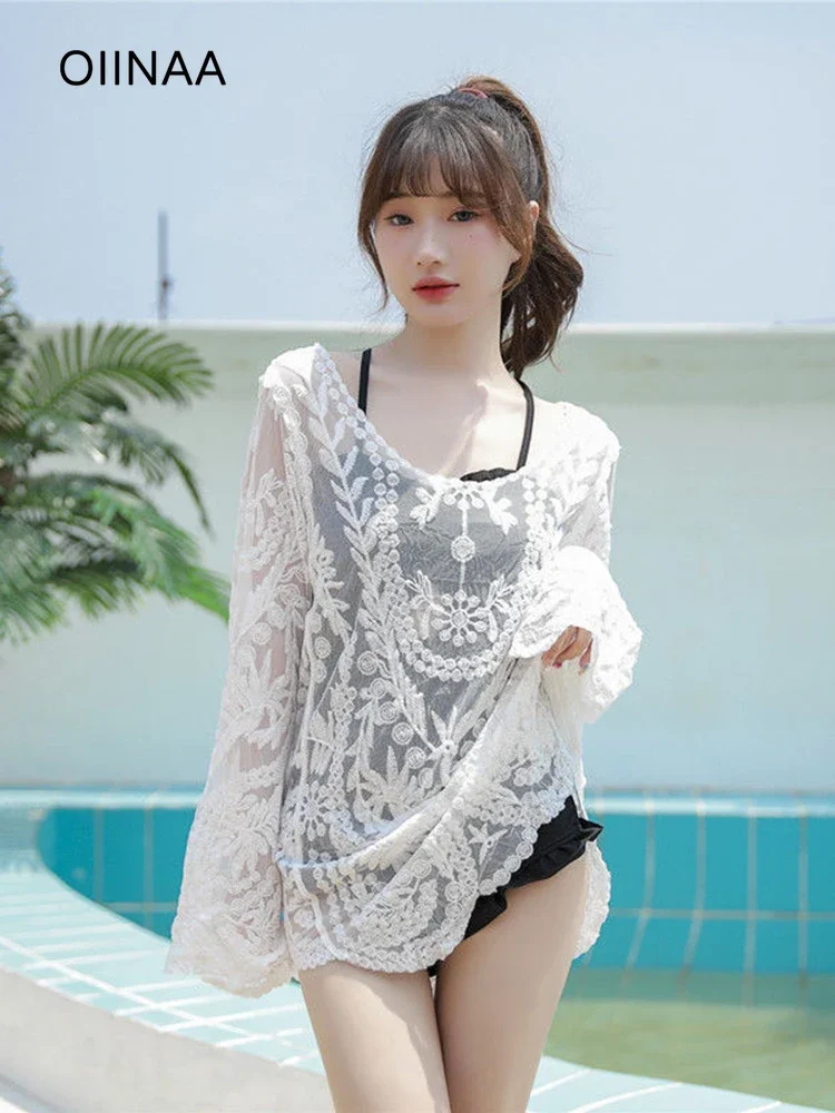 

OIINAA One Piece Swimsuit Women Hollow Out Ruffle Bathing Suit Solid Sexy Cover-Ups Summer 2025 New Holiday Chic Female Bodysuit