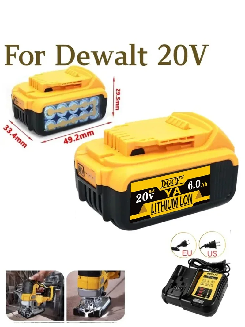 100% oryginalny akumulator litowo-jonowy 20V 6.0Ah do Dewalt DCB180 DCB181 DCB182 DCB201 DCB206 dostarczany bezpośrednio przez producenta