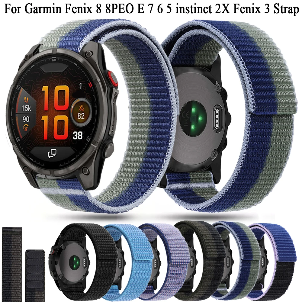 Für Garmin 26mm 22mm Nylon-Schlaufenarmbänder Correa für Garmin Fenix 8 8PRO E 7 6 5 Instinct 2X Armband Forerunner955 945 Uhrenarmband