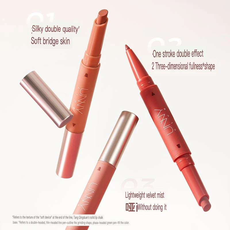 Unny Double-tip Lip Liner Pen Waterproof Long-lasting Non-fading Red Lip Shape for Perfect Makeup Application