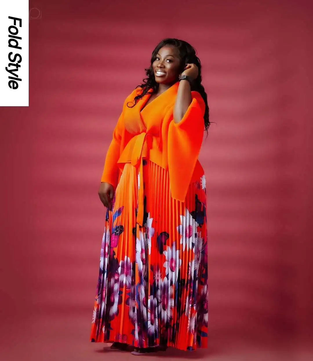 

2025 Miyake Pleated Loose Women's Fashion Casual Suit Loose Bat Sleeve Top Temperament Skirt Two-piece Set