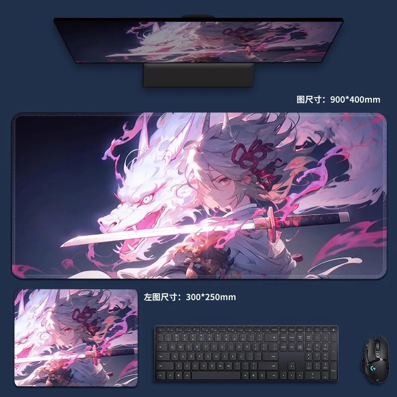 

Anime Girl mouse pad Locking Edge Table Keyboard Non-Slip Mausepad Computer Accessories Desk Mat 900X400