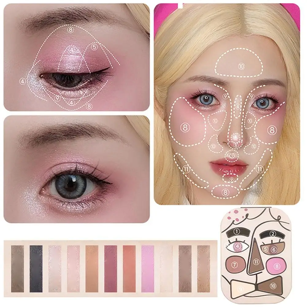 Ombretto a 9 colori Blush Evidenzia fard Tavolozza per trucco all-in-one Trucco per tavolozza opaca altamente pigmentata a lunga durata