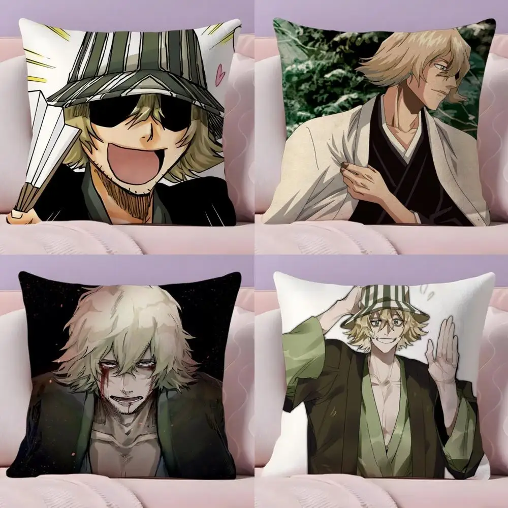Epc B-BLEACH Kisuke U-Urahara Cushion Cover Plush Fabric Soft Double-Sided Printed Sofa Warm Winter Home Gift Pillow Cover