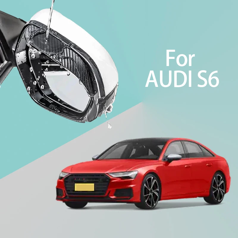 

For AUDI S6 car rearview mirror rain brow thickened carbon fiber texture rearview mirror rain brow