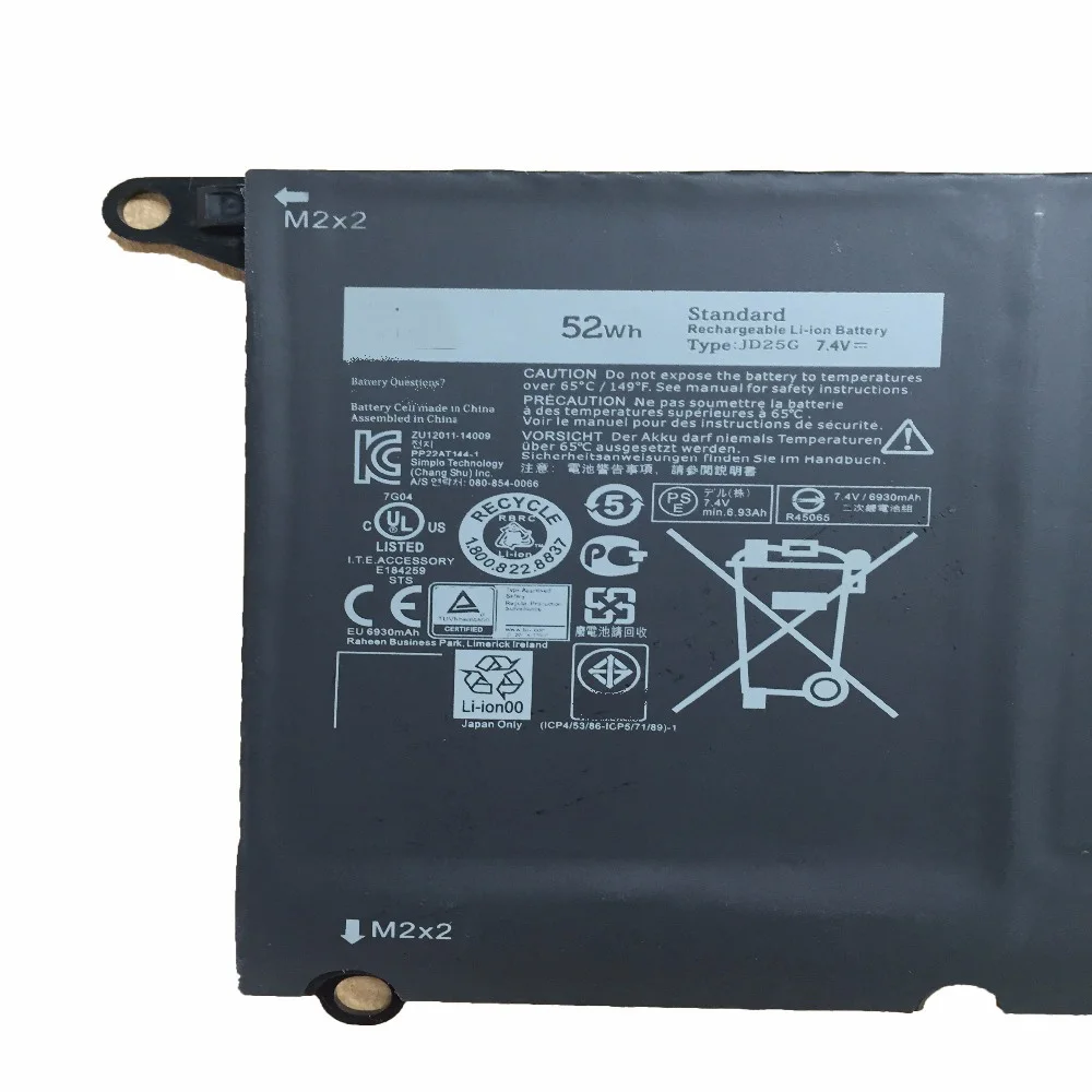 Imagem -04 - Bateria Original do Portátil de 7.4v 52wh Jd25g 90v7w Jhxpy 090v7w para Dell Xps 13 9343 Xps13 9350 13d-9343 P54g 0n7t6 5k9cp Rwt1r 0drrp