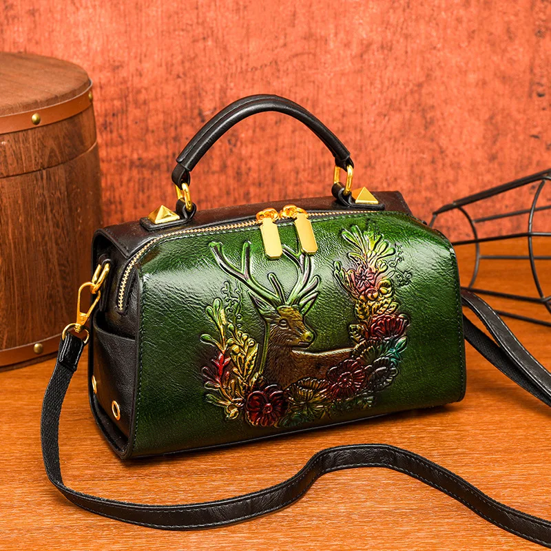 

Countryside Style Handbag Soft Leather Commuter Bag Women's Casual Versatile Single Shoulder Bag New Chinese Style Handbag