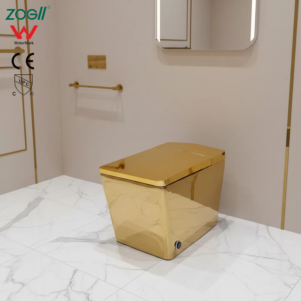 Golden Smart Square Toilet for Use in North America Applicable in Canada European Smart Toilet S-shaped Curved