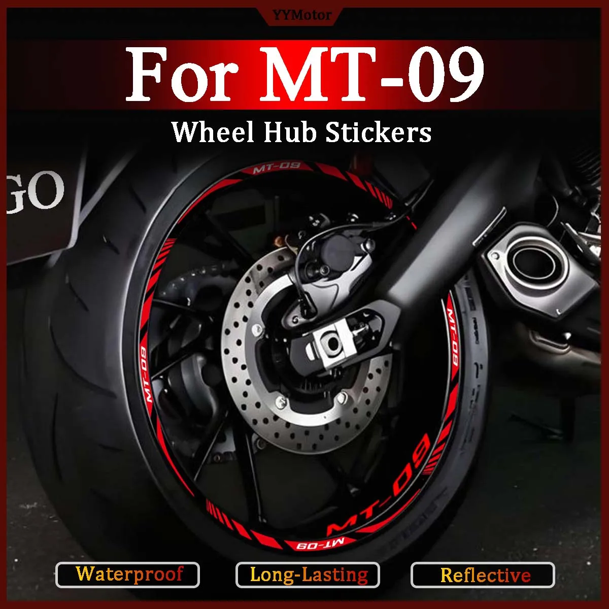 

For MT-09 MT 09 MT09 Decor Motorcycle Wheel Hub Stickers Moto Bike Inner Ring Rim Strips Reflective Vinyl Decals Accessories