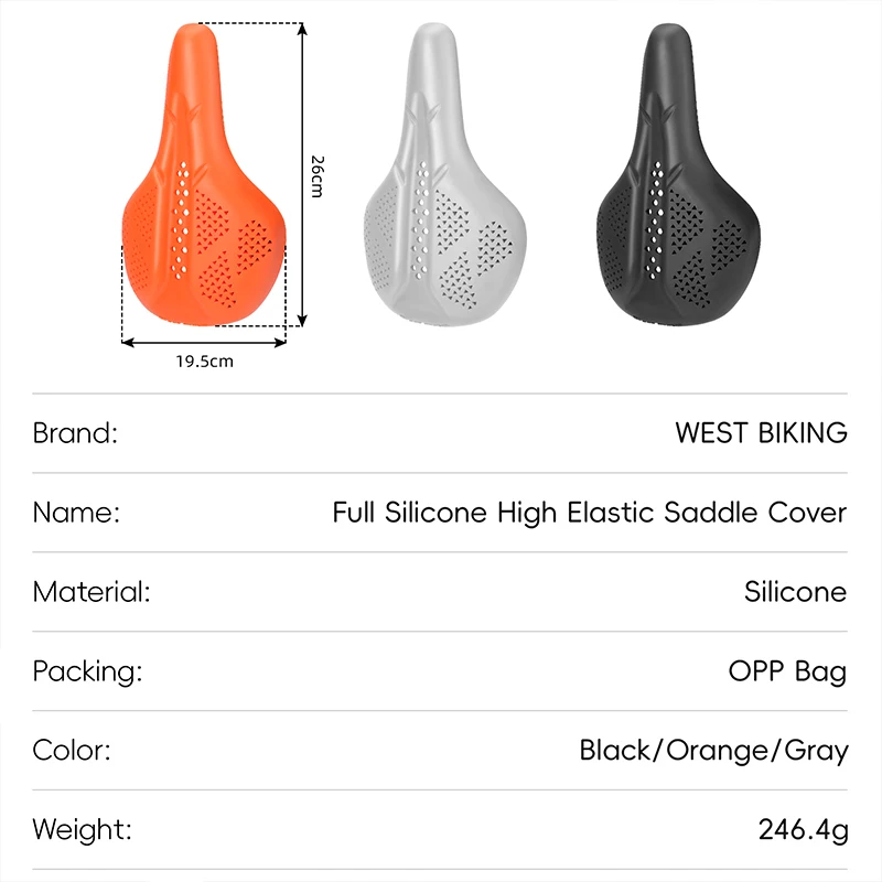 WEST BIKING Hollow Bicycle Saddle Cover Integrated Full Silicone High Elastic Bike Seat Cover Breathable Soft Cycling Seat Cover