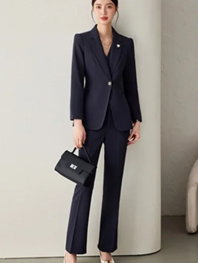 Women's Premium Business Suit, Blazer & Waistcoat 2-Piece Set, Formal Office Outfit for Interviews & Daily Commute