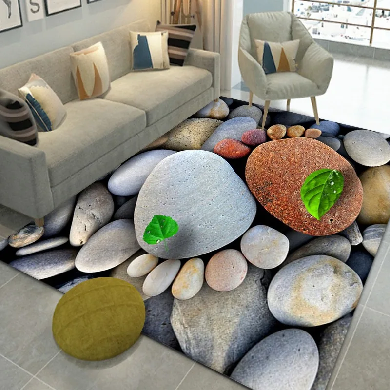 Floor Mat 3D Stone Print Carpets For Home Living Room Bedroom Bedside Sofa Area Rug Non-Slip Absorbent Bath Rug Entrance Doormat