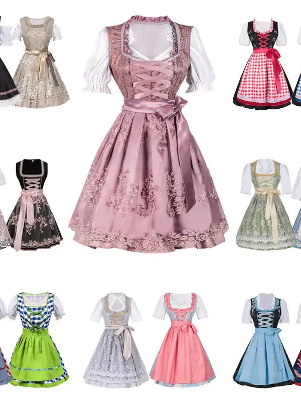 

Тематический наряд на Хэллоуин для фестиваля пива, женский комплект из баварского укороченного топа из полиэстера и брюк с высокой талией для фестиваля пива