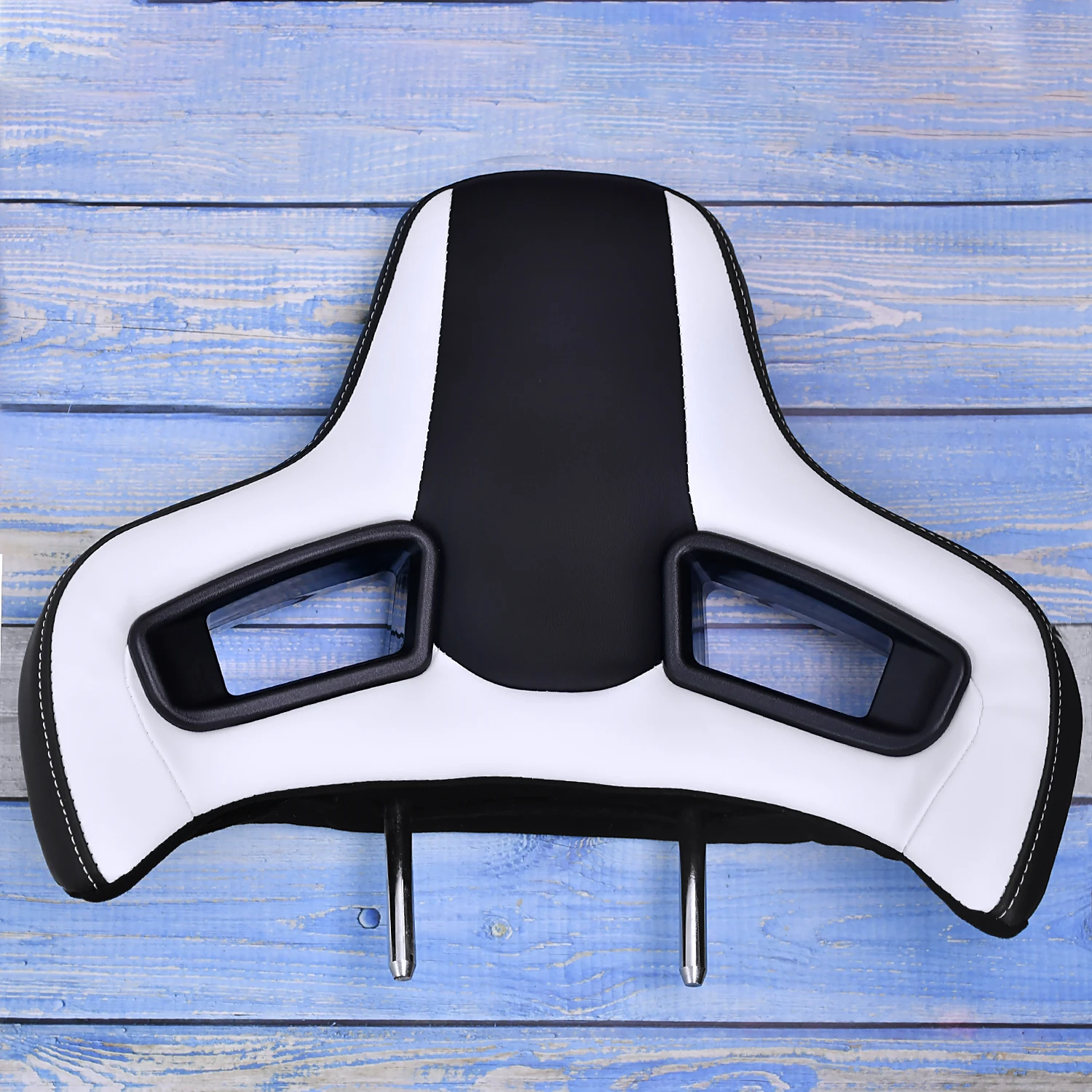 Tiypeor Universal Car Headrest Seat 425mm*386mm Black White Leather Racing Headrests Seat For Vehicle view 3