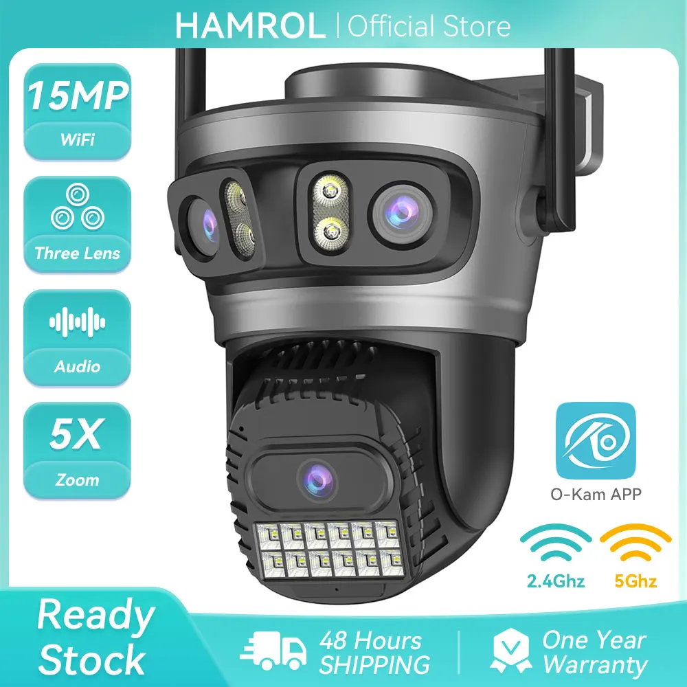 6K 15MP Three Lens Three Screens PTZ Wifi IP Camera 5K 10M Dual Lens Dual Screens 5Ghz WIFI Auto Tracking Outdoor Surveillance