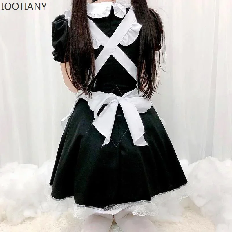 CosplayIootiany Sexy schwarze Katze Mädchen Fantasie Französisches Dienstmädchen Kostüm Gothic Sweet Lolita Kleid Niedliche Anime Katze Cosplay Versuchung Unif