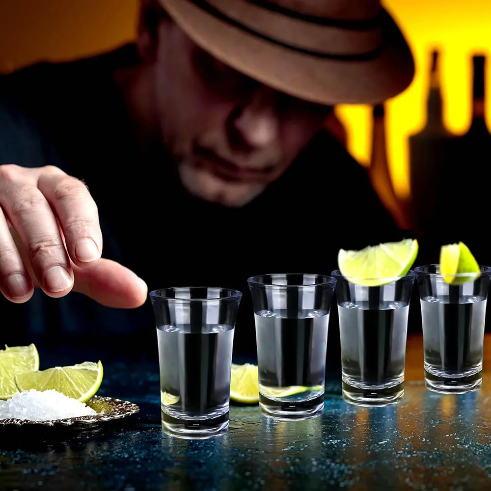 1.2oz Acrylic Shot Glass Bulk Set with Thickened Base Plastic Clear Shot Glasses Cups for Vodka,Whiskey,Tequila,Espresso,Liquor