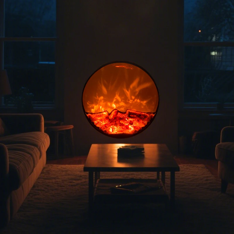 Wall-mounted For Restaurant European Style Round Fireplace Core Circular Controllable Electric Fireplace