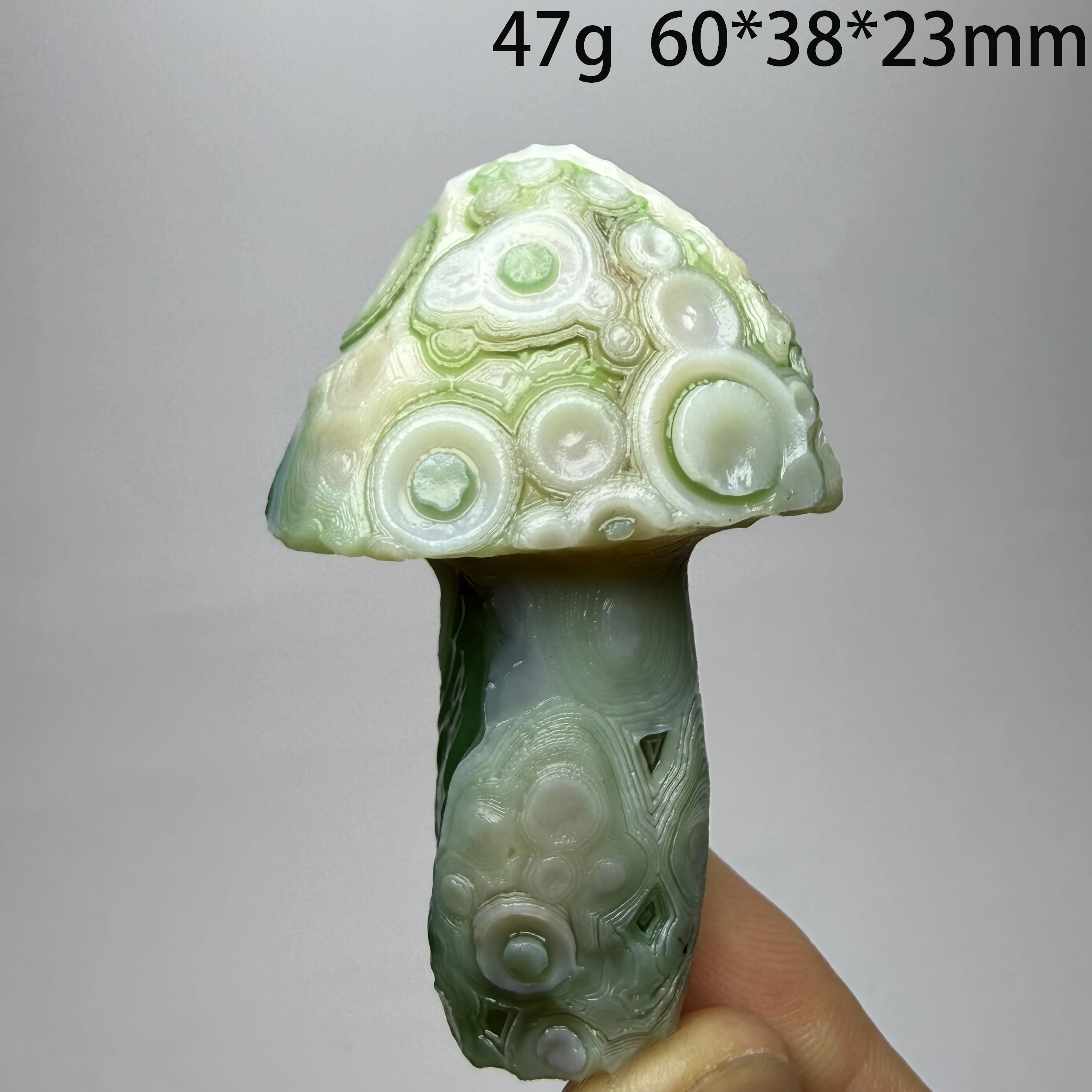 Natural Green Agate, Alxa Gobi Eye, Green Mushroom-shaped Mineral Specimen, Energy Healing Stone for Garden Decoration A3-1-3 - view 6