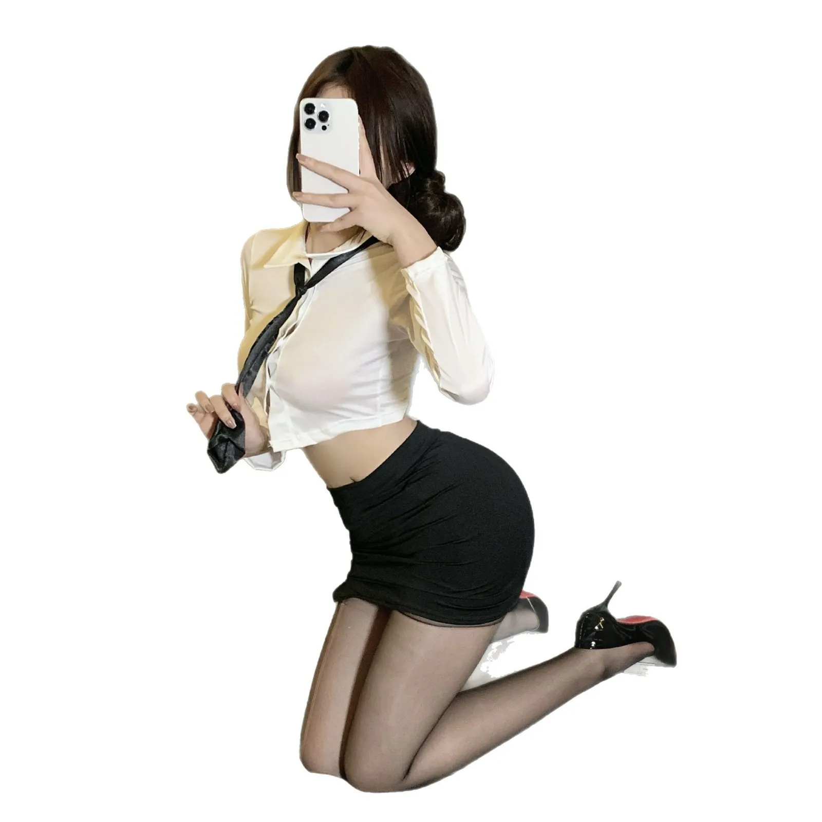 Disfraces de Cosplay, uniforme de tentación, conjunto de Instructor Sexy, secretaria apasionada, conjunto de dos piezas, paquete de cadera, falda, fetiche, Sex shop