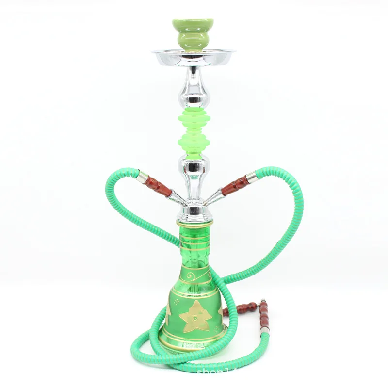 Dubbele Pijp Waterpijp Shisha Fles Arab Afgewerkt Waterpijp Bar Glas Gemaakt Shisha Pijp Accessoires Voor Bar Lounge