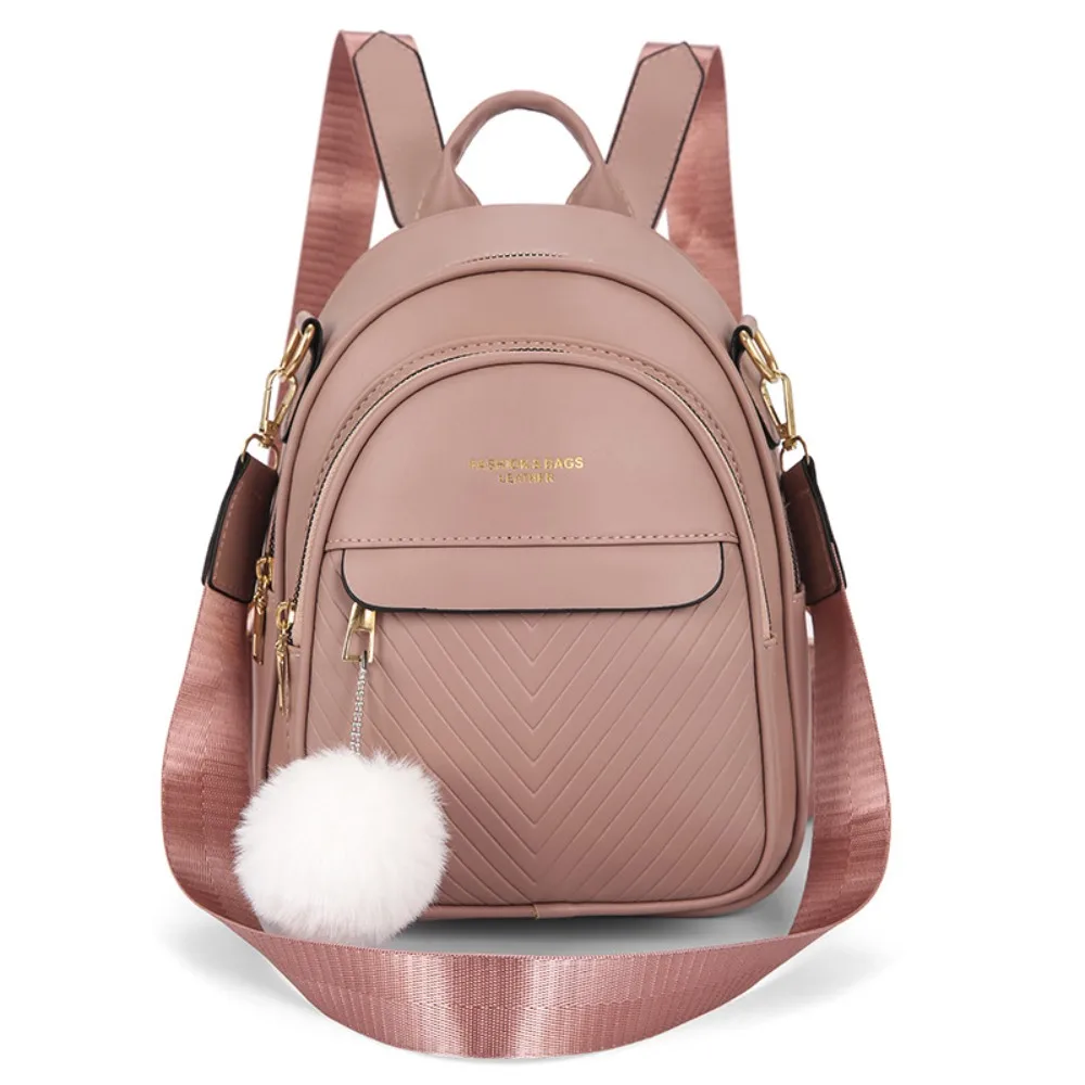 

PU Leather Small Square Backpack Large Capacity Ins PU Casual Schoolbags Simple Light Luxury Mini Bags Women