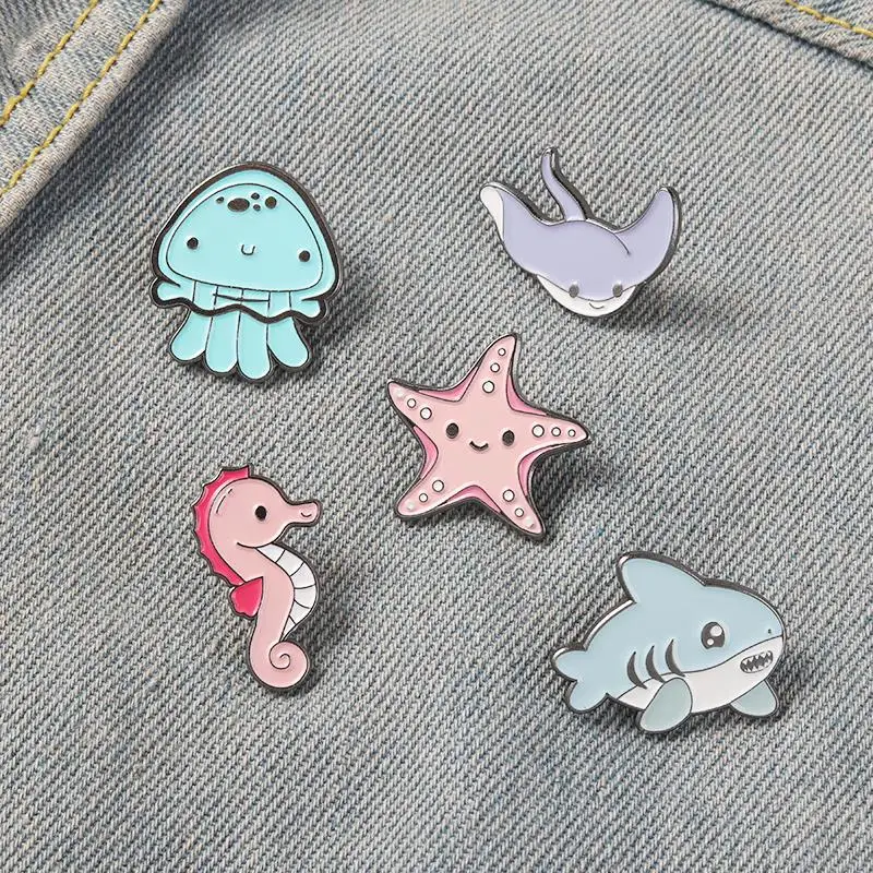 Baby Shark Enamel Pins Sea Ocean Animal Brooches Cute Kawaii Cartoon Bag Hat Lapel Pin Badge Gift for Girl Boys