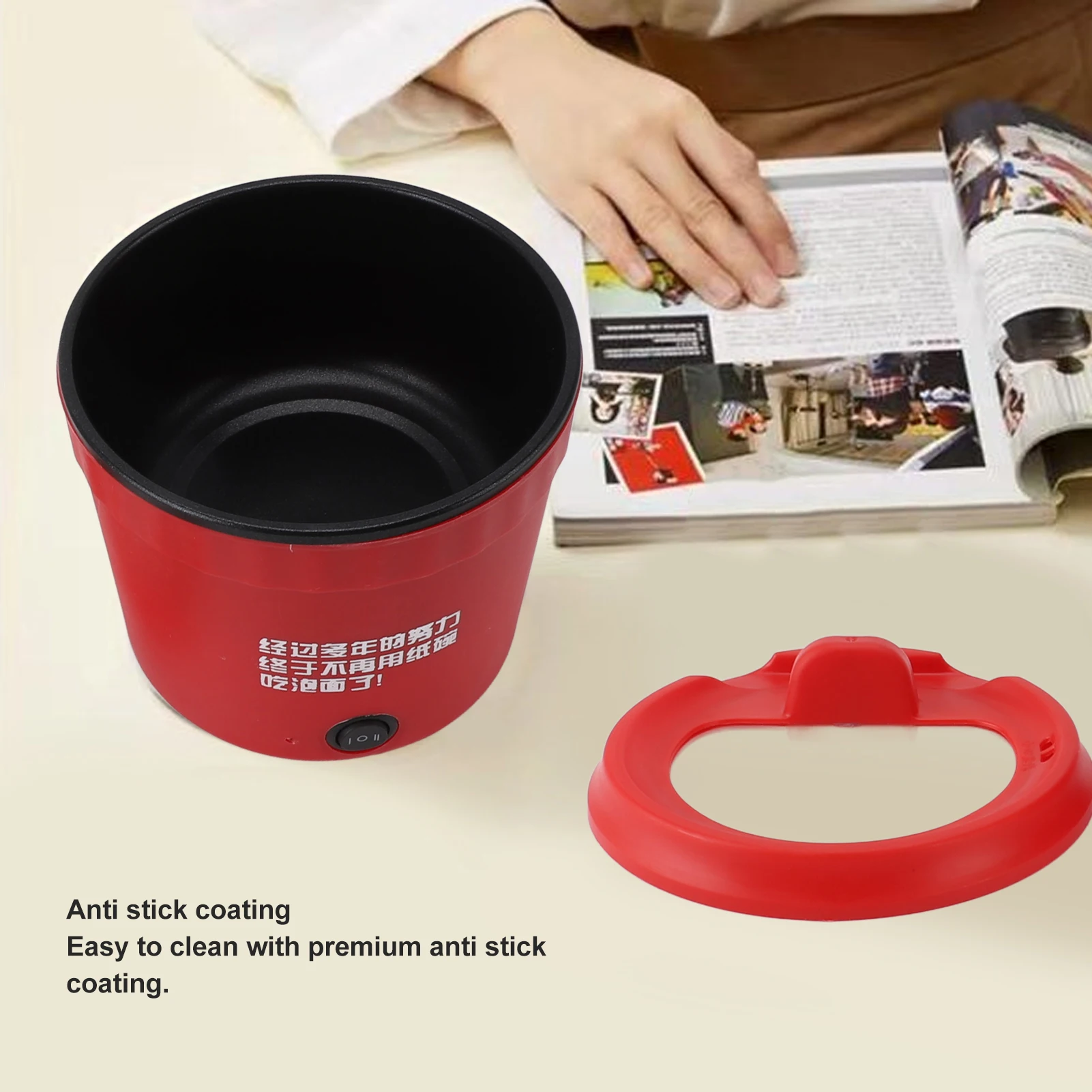 Pote elétrico multifuncional portátil 1.2l 450w, aquecimento uniforme, revestimento antiaderente, cabo de alimentação removível, fogão elétrico de ramen