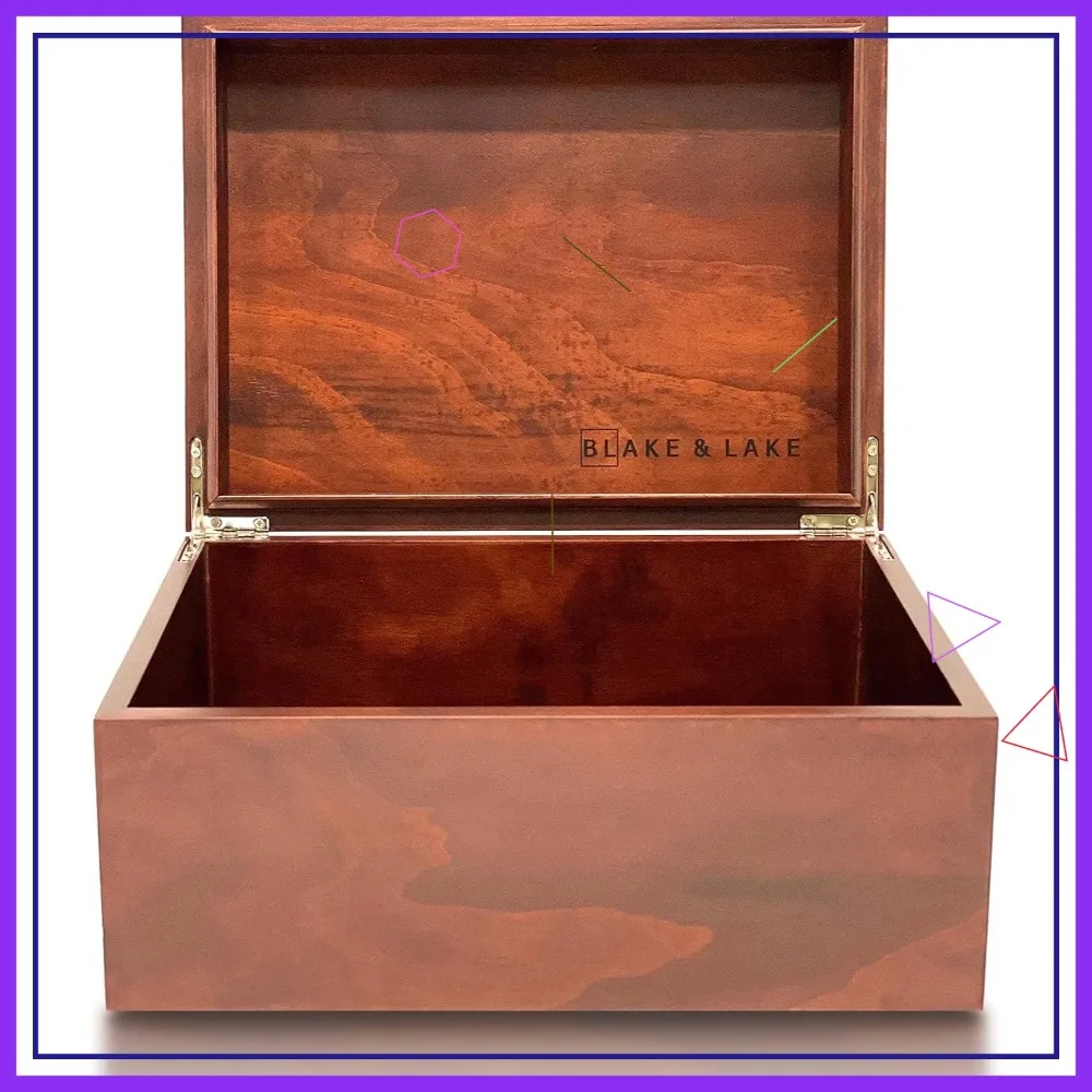 

Большой деревянный ящик для хранения с откидной крышкой - органайзер на память для декора домашнего офиса