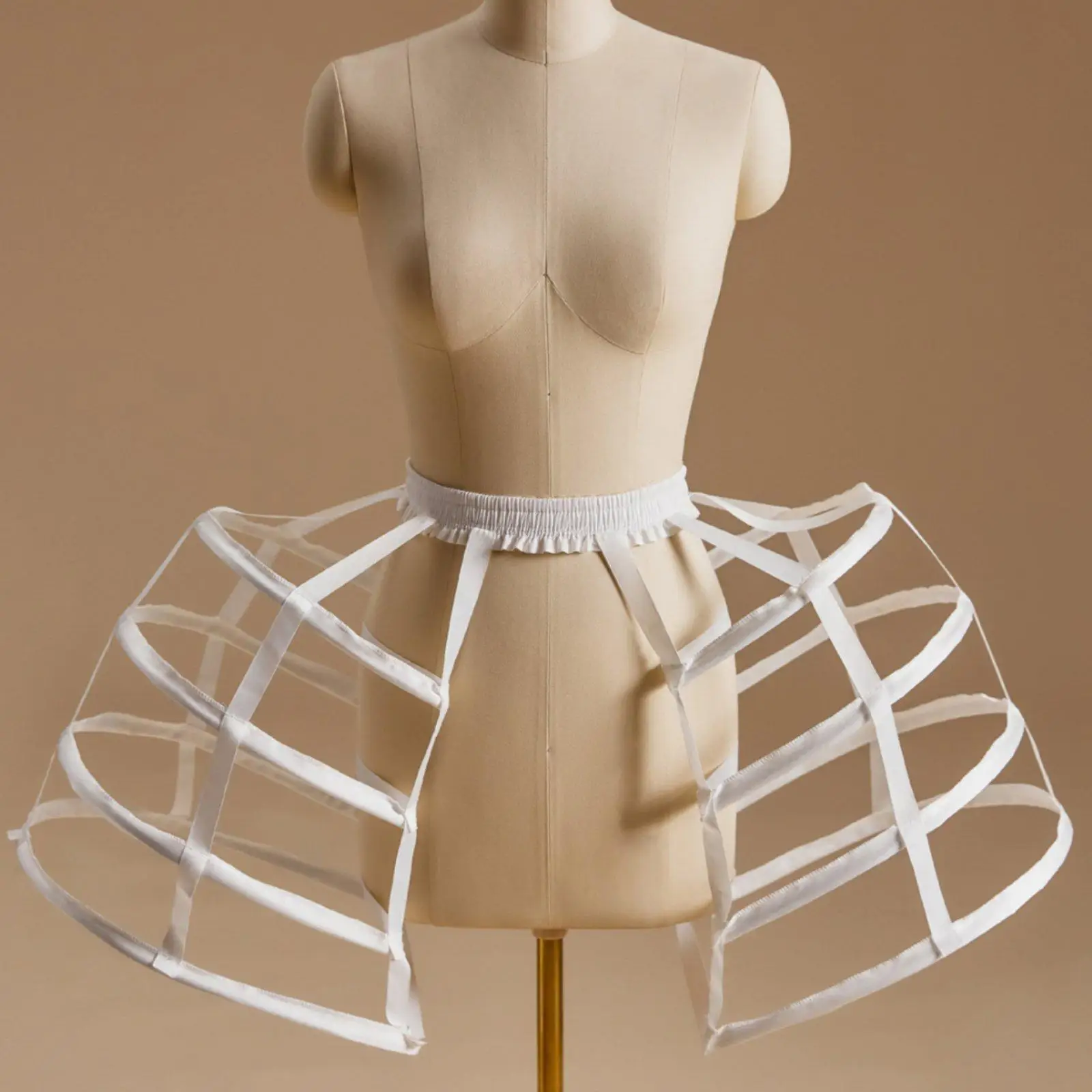 Petticoat 4-Hoop Baroque Hoop Skirt Double-Sided Ribbon Birdcage Petticoat for Cosplayers, Costume Gatherings, Photo Shoots,