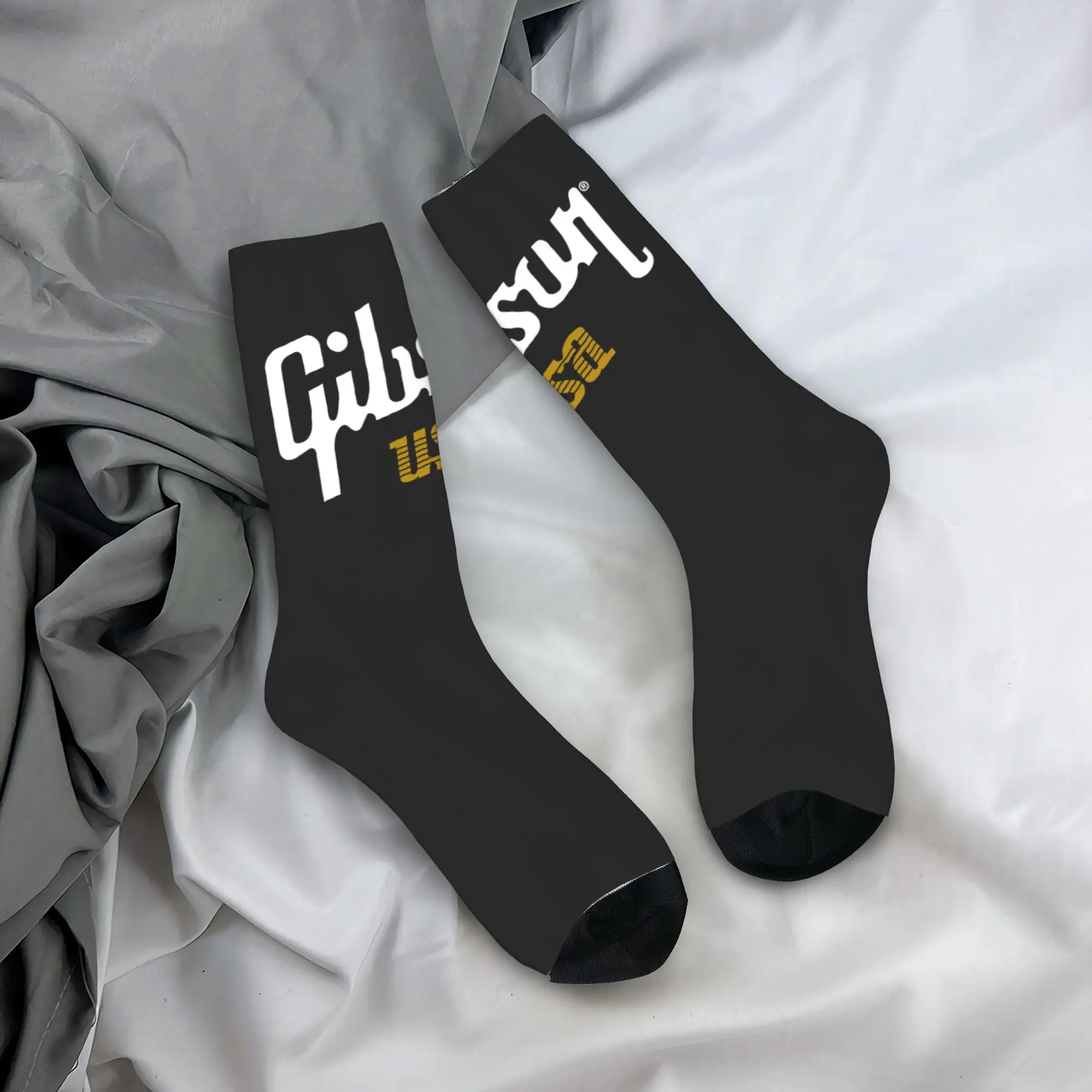 Benutzerdefinierte Gibson-Gitarren-Socken für Herren und Damen, warme, modische, neuartige Musik-Crew-Socken