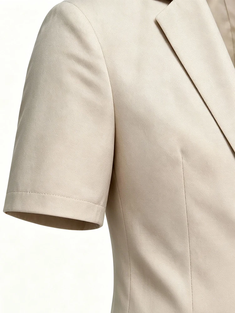 Stylish Mens Two Piece Suits Summer New Casual Short Sleeve Blazer Shirt And Shorts Sets Men Vintage Solid Color Slim Outfits - view 3