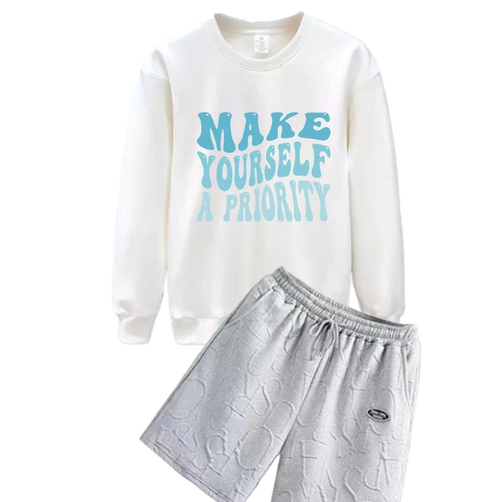 

2025 Blue wavy print suit Men Casual Spring And Autumn Sports T-shirt+Shorts Tracksuit Set Daily Wear Comfortable Outfit For Men