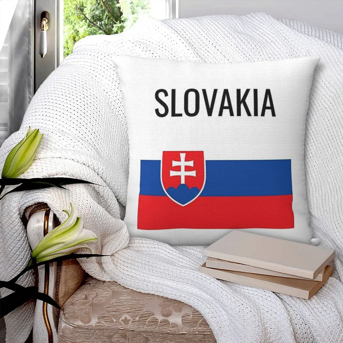 Slovakia Flag Square Pillowcase Polyester Pillow Cover Velvet Cushion Decor Comfort Throw Pillow For Home Sofa