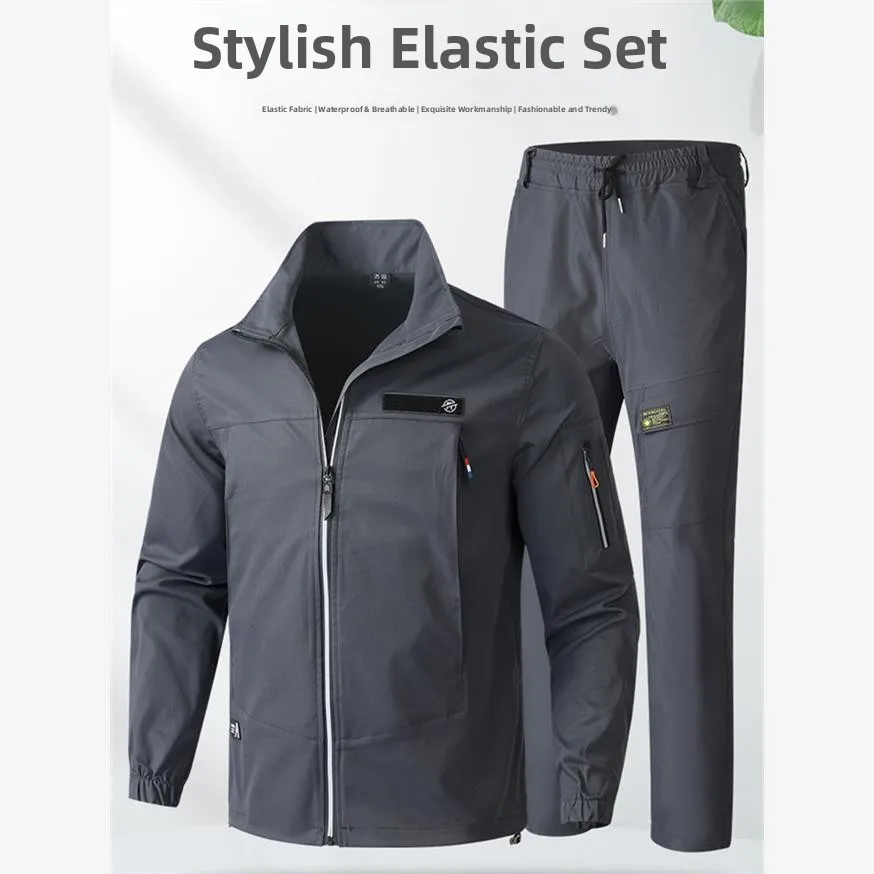 Men's Workwear Suit Elastic Thiened Wear-resistant New Sle Windproof Waterproof Spring Autumn Work orm Fac Workop
