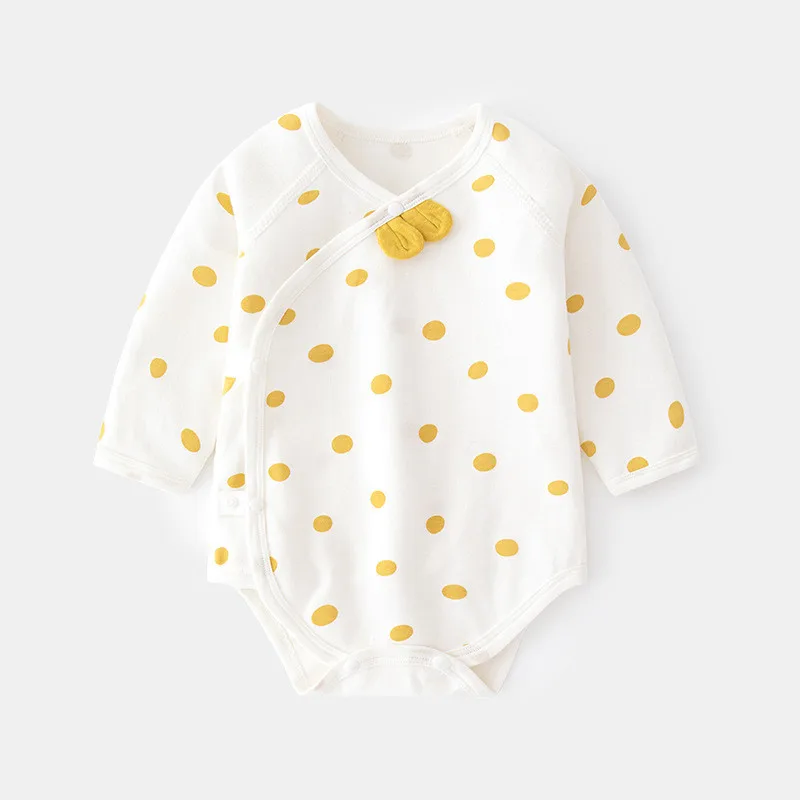 

Baby Spring and Autumn Baby Triangle Sweetheart Pure Cotton Long Sleeve Polka Dot Bodysuit Newborn Boneless Creeper