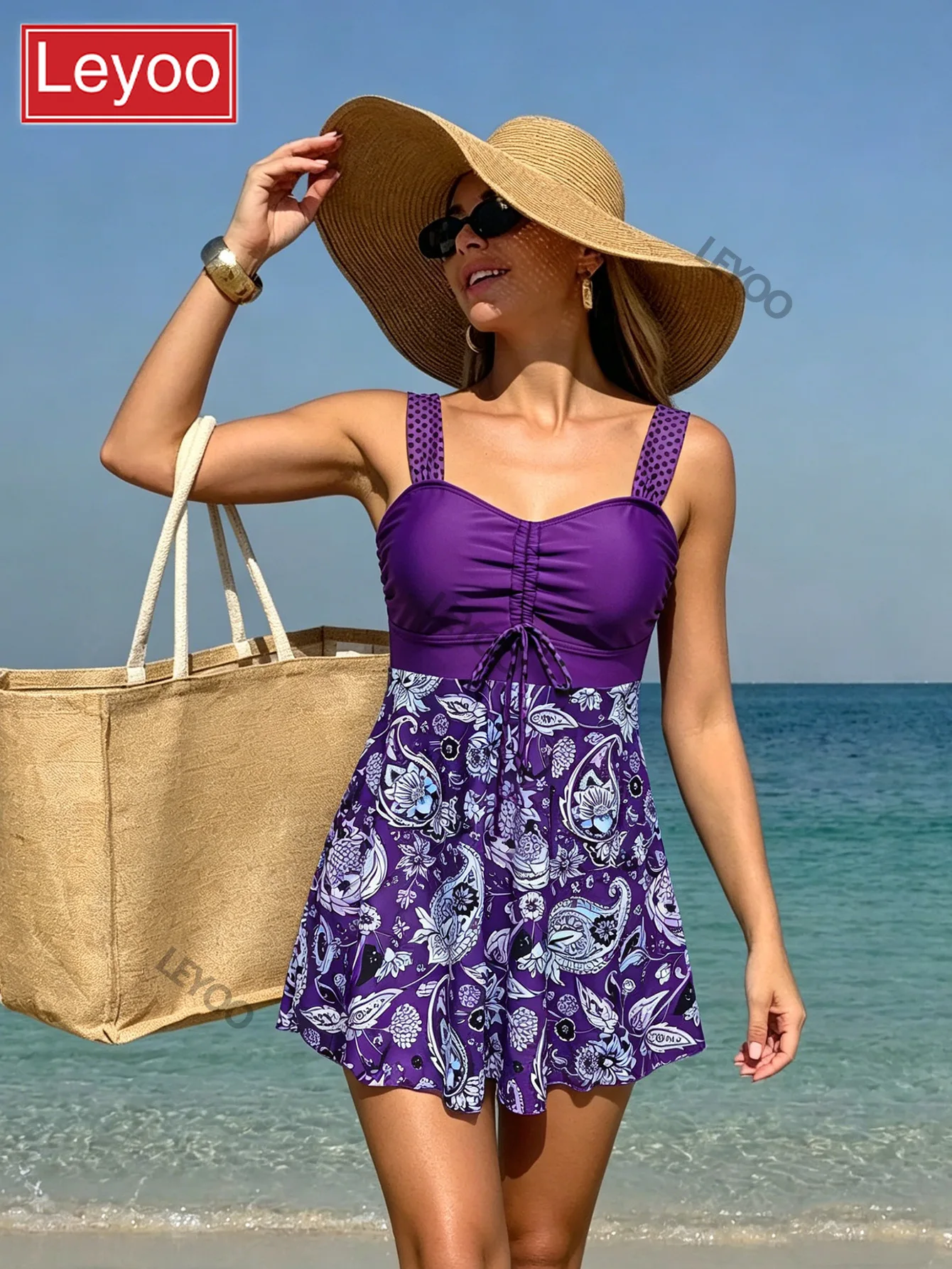 Women's swimsuit set printed high waisted V-neck 2-piece camisole bikini swimsuit with straps and backless swimsuit 2026 new