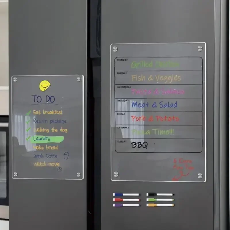 투명 아크릴 마그네틱 냉장고 달력 메시지 보드, 재사용 가능한 마그네틱 건식 지우기 보드, 월별 주간 달력, 가정용