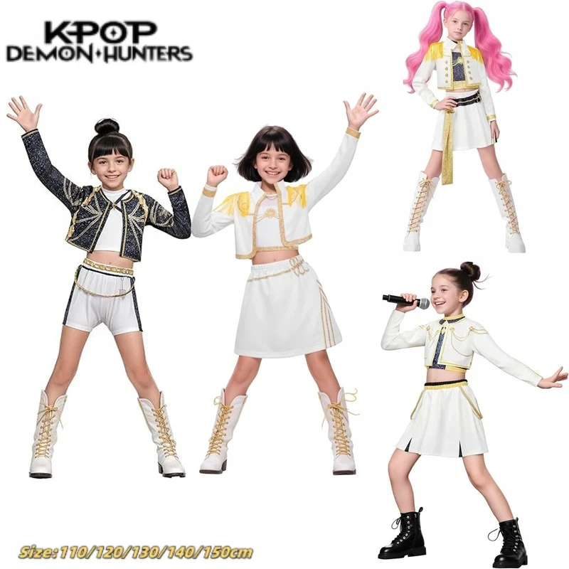 

K-Pop Demon Hunters Girls Kids Mira Rumi Zoey Cosplay Costume Full Set Movie Halloween Party Stage 3D Printed Role Play Clothes
