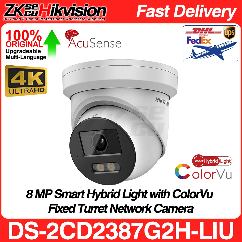 Hikvision DS-2CD2387G2H-LIU 8MP 4K Smart Hybrid Light ColorVu IP Camera Acusense Built-in MIC SD Slot IP67 POE CCTV Surveillance