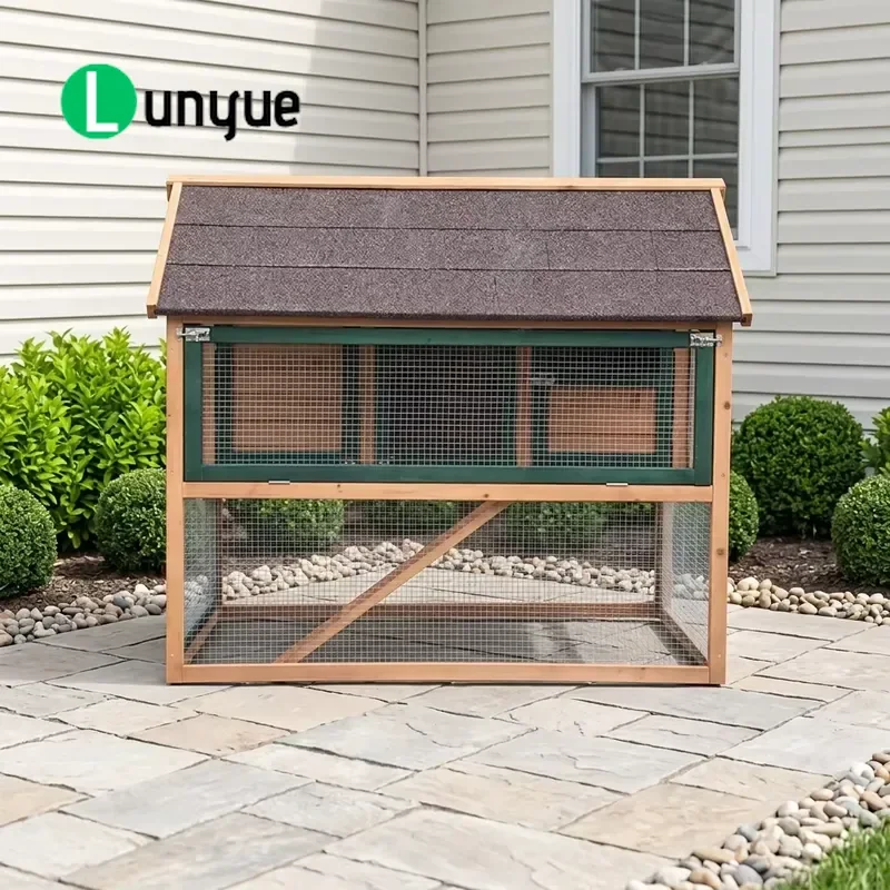 Luxury Large Wooden Chicken Coop Eco-friendly Classic Style Asphalt Roof Villa Outdoor All Seasons Weatherproof Spacious