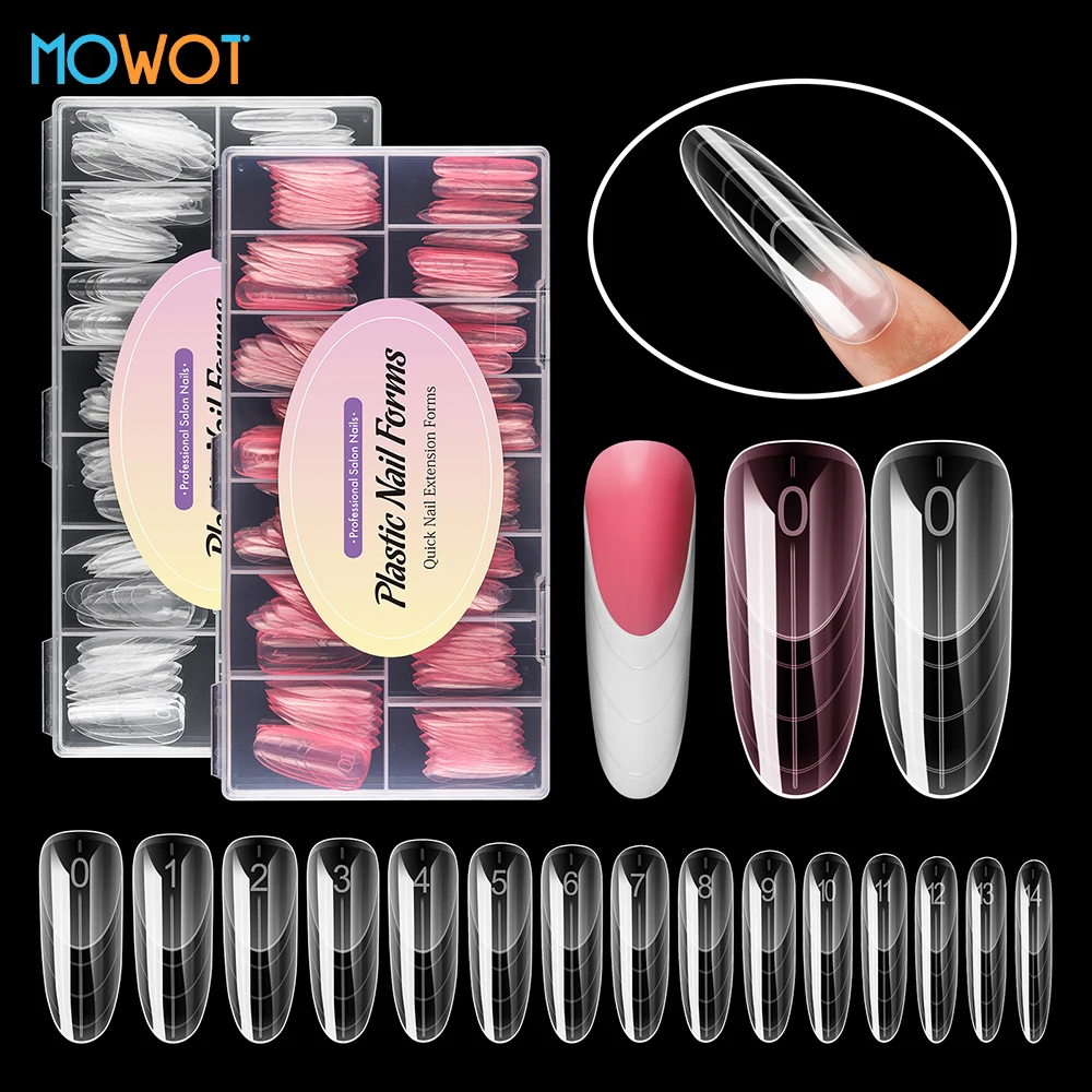 

MOWOT новые розовые прозрачные формы для ногтей двойной формы 150 шт. французские акриловые накладные ногти быстрое наращивание УФ-гелевые формы для наращивания ногтей верхние формы