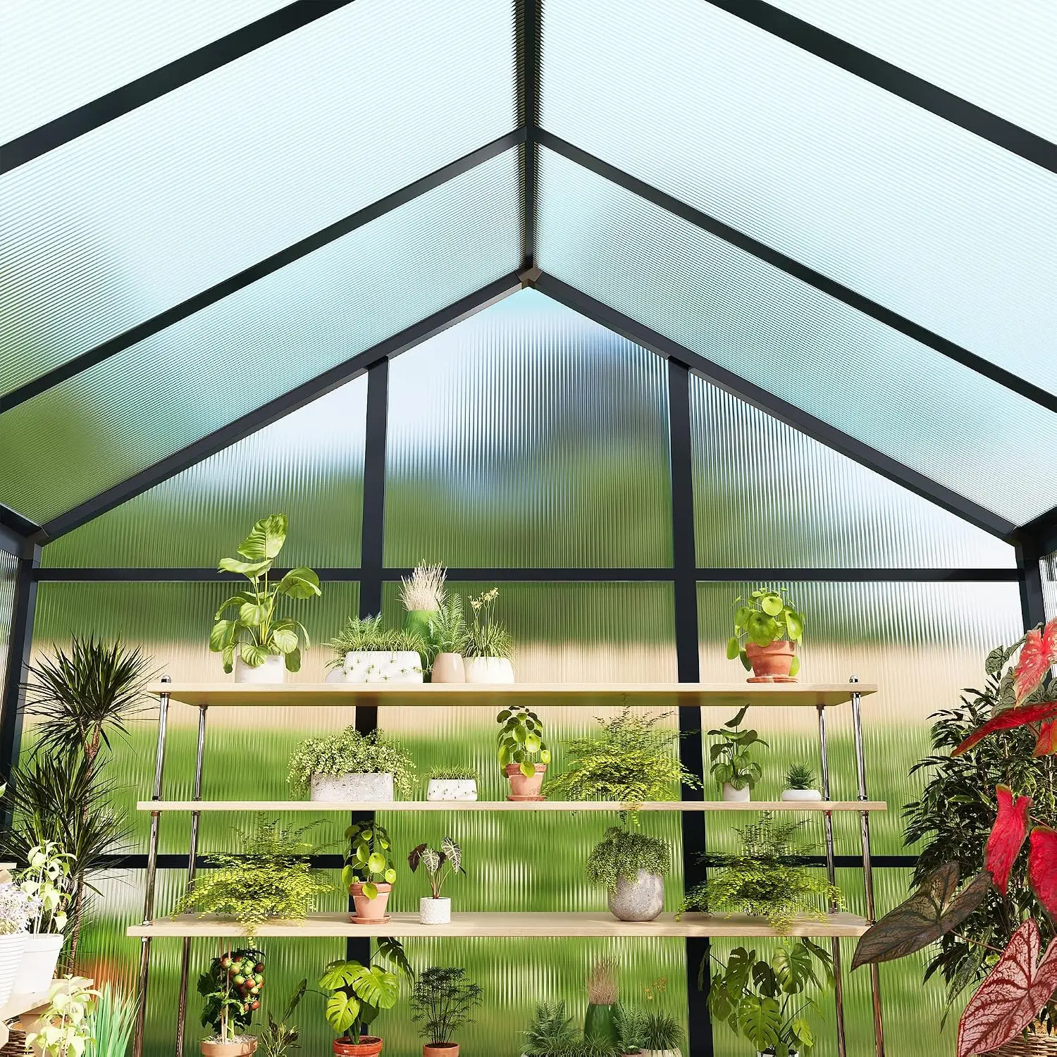 6x10ft Walk-in Greenhouse, Heavy Duty Large Outdoor Green House