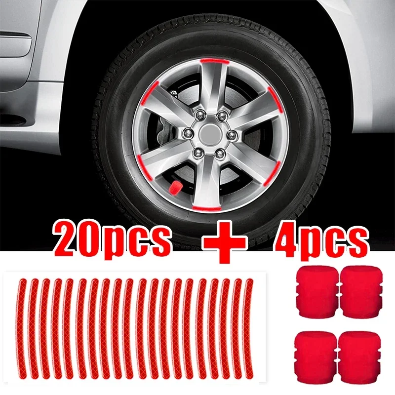 Moto Wheel Reflective Stickers Luminous Valve Caps Fluorescent DIY Car Bicycle Wheel Styling Tyre Hub Motorcycle Accessories