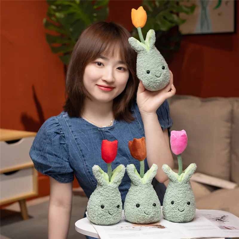 

New Cartoon Kawaii Simulation Tulip Ornaments Plush Toy Creative Ins Small Fresh Flower Home Decoration Kids Birthday Gift