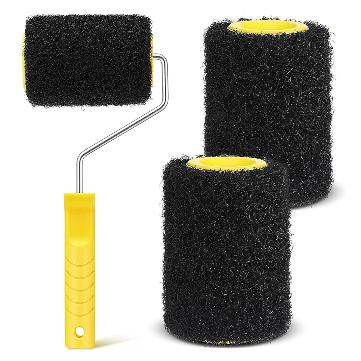 A03R 3Pcs 4 Inch Drywall Compound Roller Cover with Paint Frame,Drywall Texture Brush,Mud Roller for Putty,Diatomaceous Earth