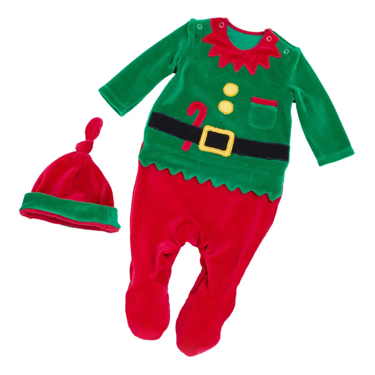

12pcs Thickened Romper Premium Cotton Christmas Jumpsuit For Baby Toddler Long Sleeve Santa Outfit Holiday Party Wear Kids Gift