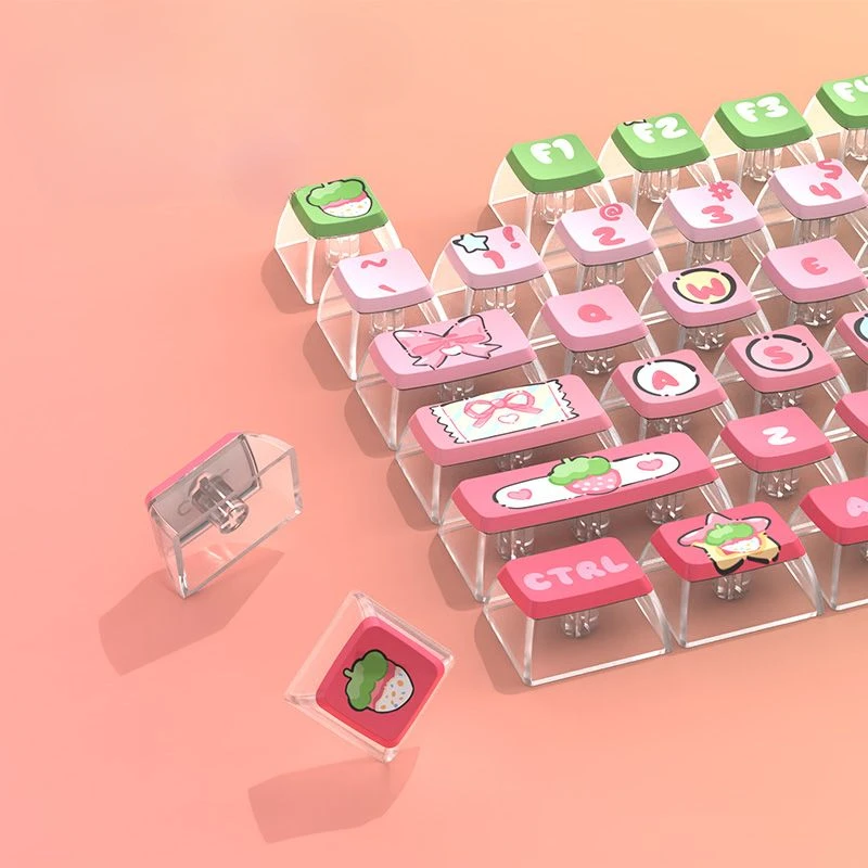 기계식 키보드용 딸기 푸딩 반투명 키캡, 116 키, ASA 프로파일 승화 키캡, 키보드 액세서리